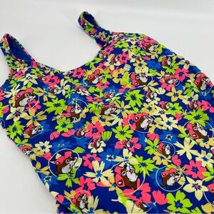 Bucees Medium Texas Beaver Neon Brighg One Piece Summer Scoop Fun Beach Swimsuit